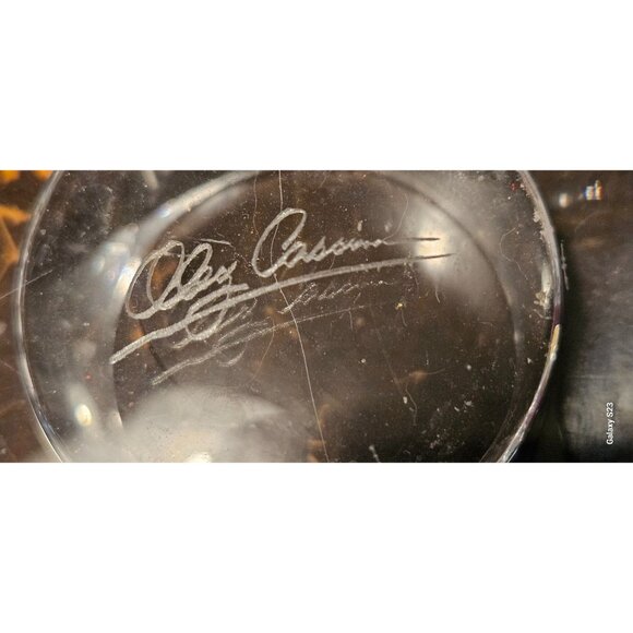 Vintage Crystal Vase & Candle Holder Signed Strubach & Oleg Cassini Pinstriped 5 - Picture 3 of 16